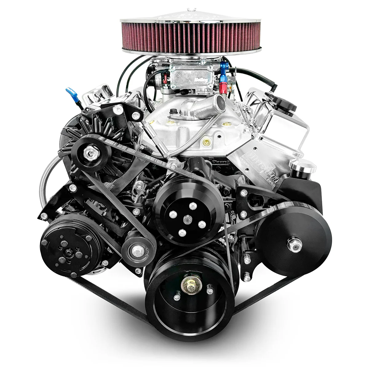 GM Small Block Compatible 350 c.i. Engine - 341 Horsepower - Deluxe Dressed with Black Pulley Kit - Carbureted - Image 3