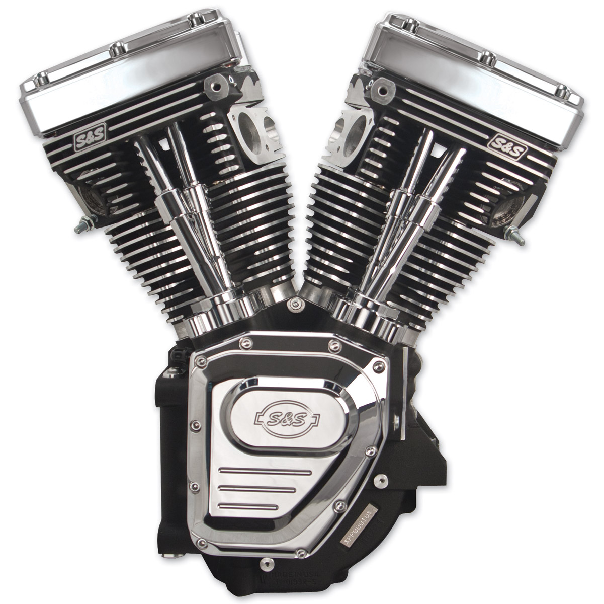 S&S Cycle T111 Long Block Wrinkle Black Engine with Easy Start 585 Camshaft